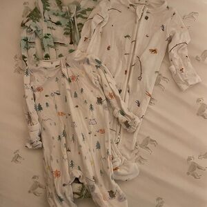 Angel Dear / lot of 3! Cozy Forest Adventure Kids Pajamas Set / NB & 0-3 mo